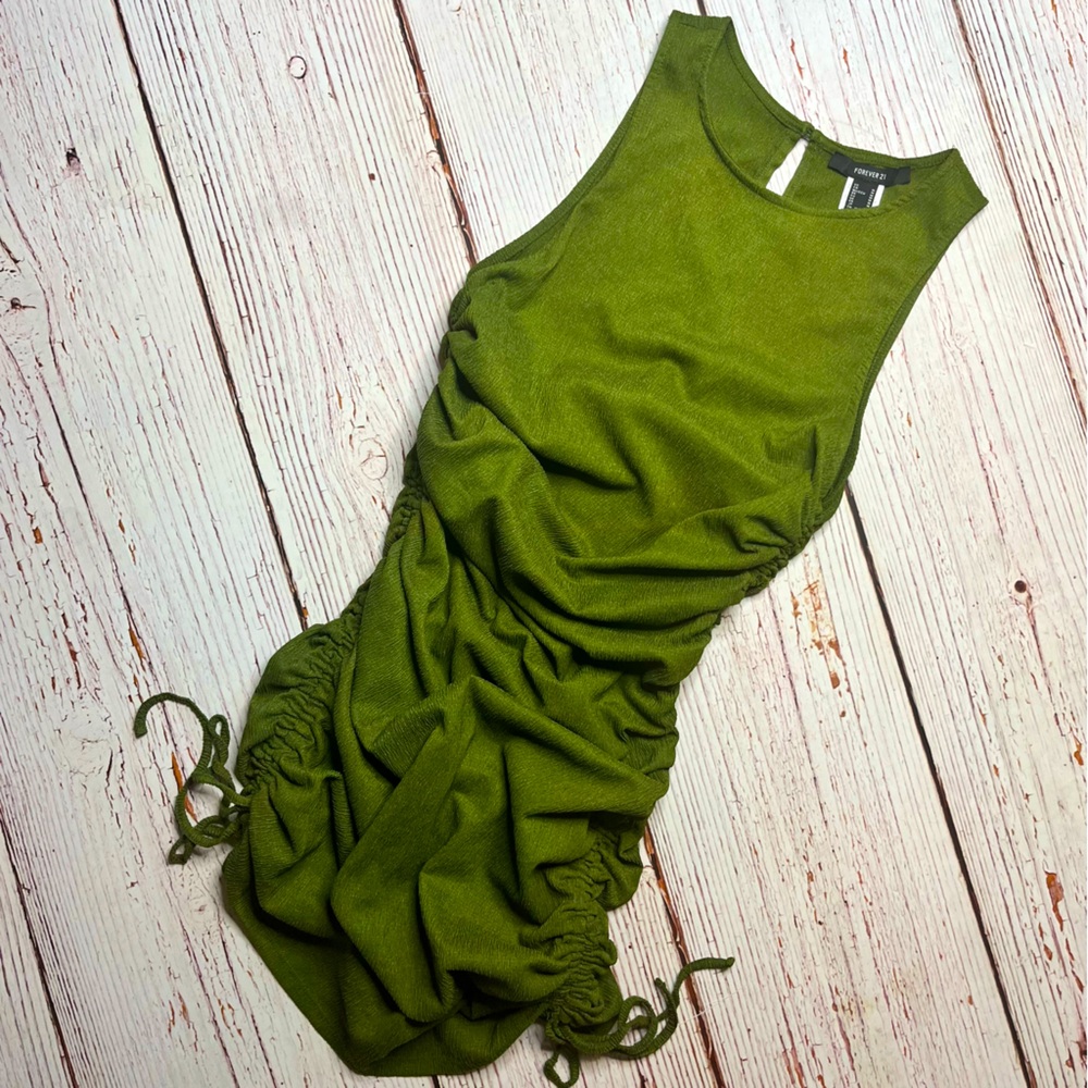 Mini Dress/Swim Cover-Up - Green & Rouched